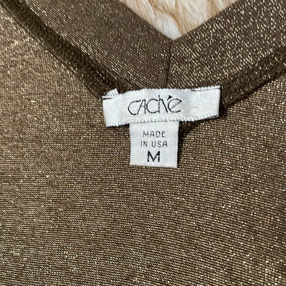 Cache’ gold metallic ruched surplice top - Picture 5 of 6